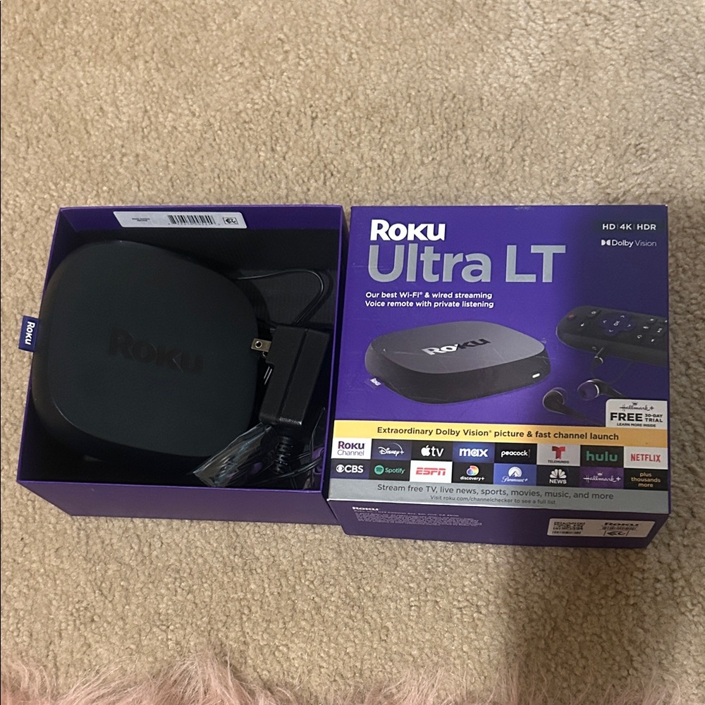 NEW IN BOX Roku Ultra LT Black Streaming Box with remote